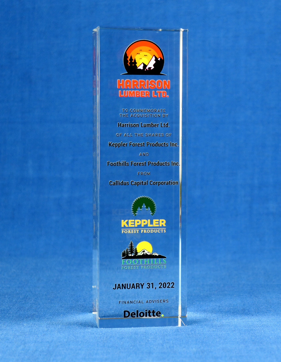 Crystal Pillar Deal Toy - Financial Tombstones & Deal Toys by Eclipse Awards