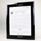 Integrity wall-mounted financial tombstone display frame with custom M&A details