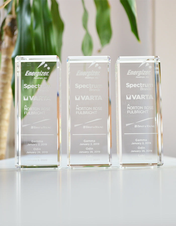 Crystal Pillar Deal Toy - Financial Tombstones & Deal Toys by Eclipse Awards