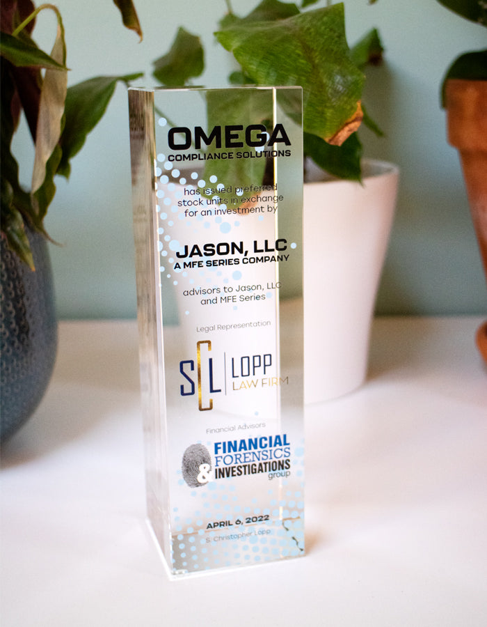 Crystal Pillar Deal Toy - Financial Tombstones & Deal Toys by Eclipse Awards