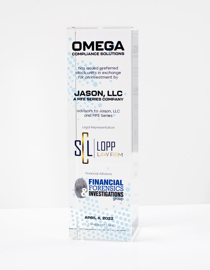 Crystal Pillar Deal Toy - Financial Tombstones & Deal Toys by Eclipse Awards