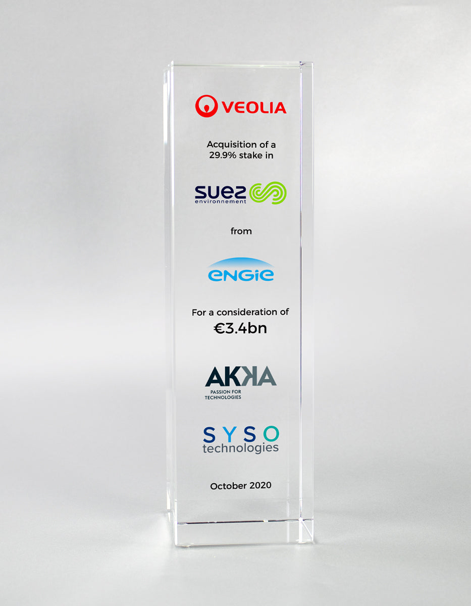 Crystal Pillar Deal Toy - Financial Tombstones & Deal Toys by Eclipse Awards