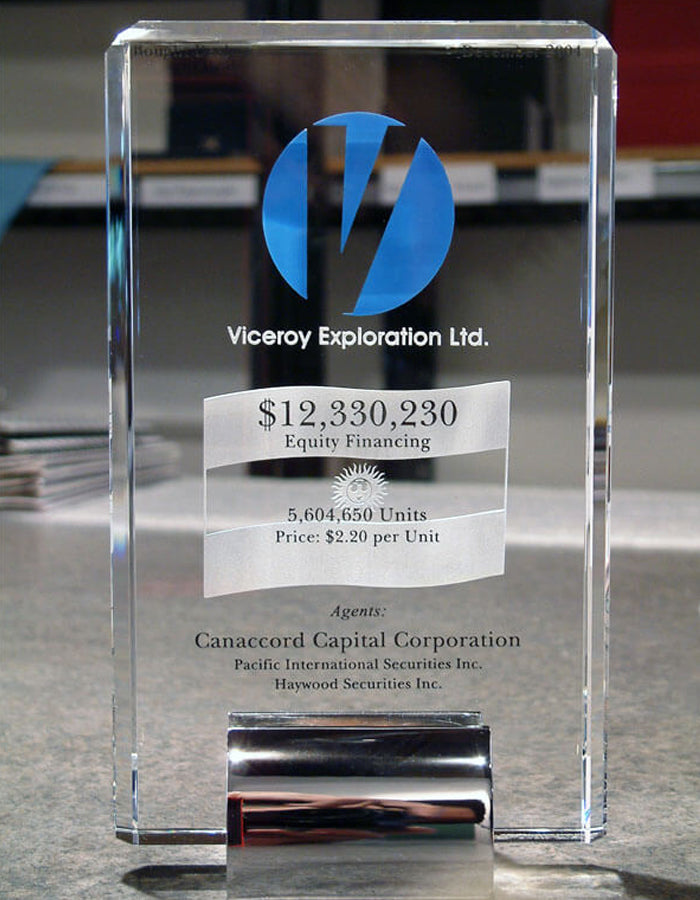 Crystal Tower Financial Tombstones - Financial Tombstones & Deal Toys by Eclipse Awards