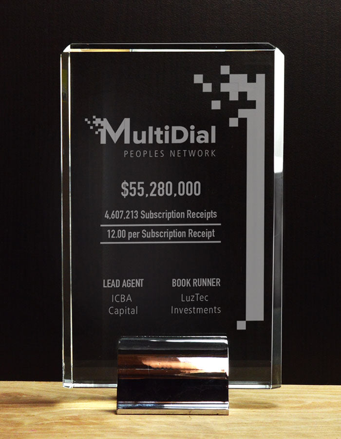 Crystal Tower Financial Tombstones - Financial Tombstones & Deal Toys by Eclipse Awards