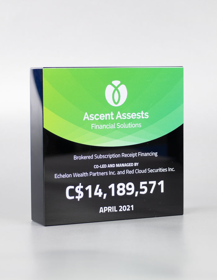 Jet Black Crystal Square Deal Toy - Financial Tombstones & Deal Toys by Eclipse Awards