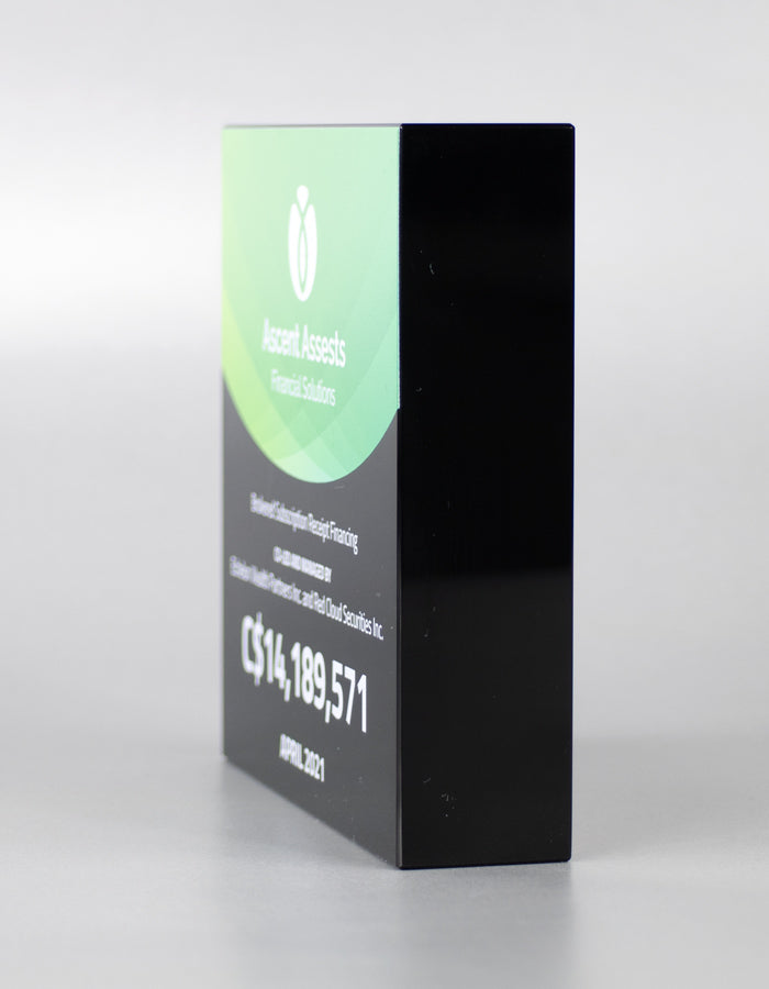 Jet Black Crystal Square Deal Toy - Financial Tombstones & Deal Toys by Eclipse Awards