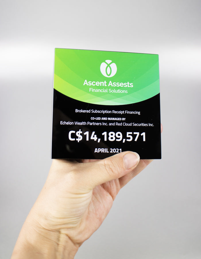 Jet Black Crystal Square Deal Toy - Financial Tombstones & Deal Toys by Eclipse Awards