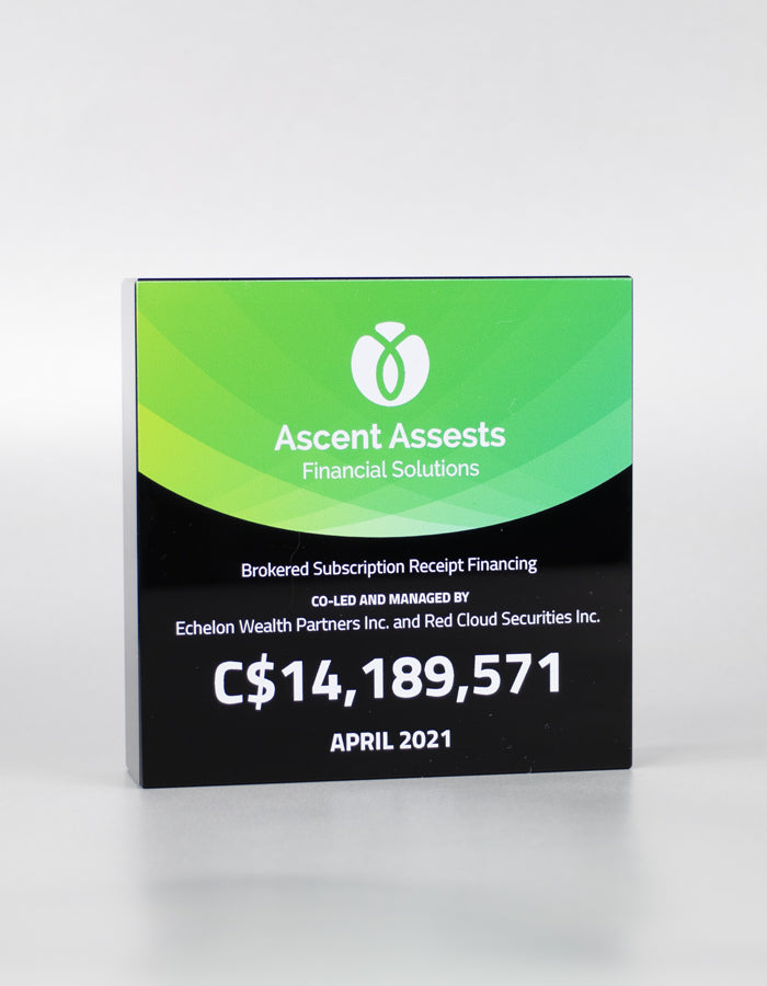 Jet Black Crystal Square Deal Toy - Financial Tombstones & Deal Toys by Eclipse Awards